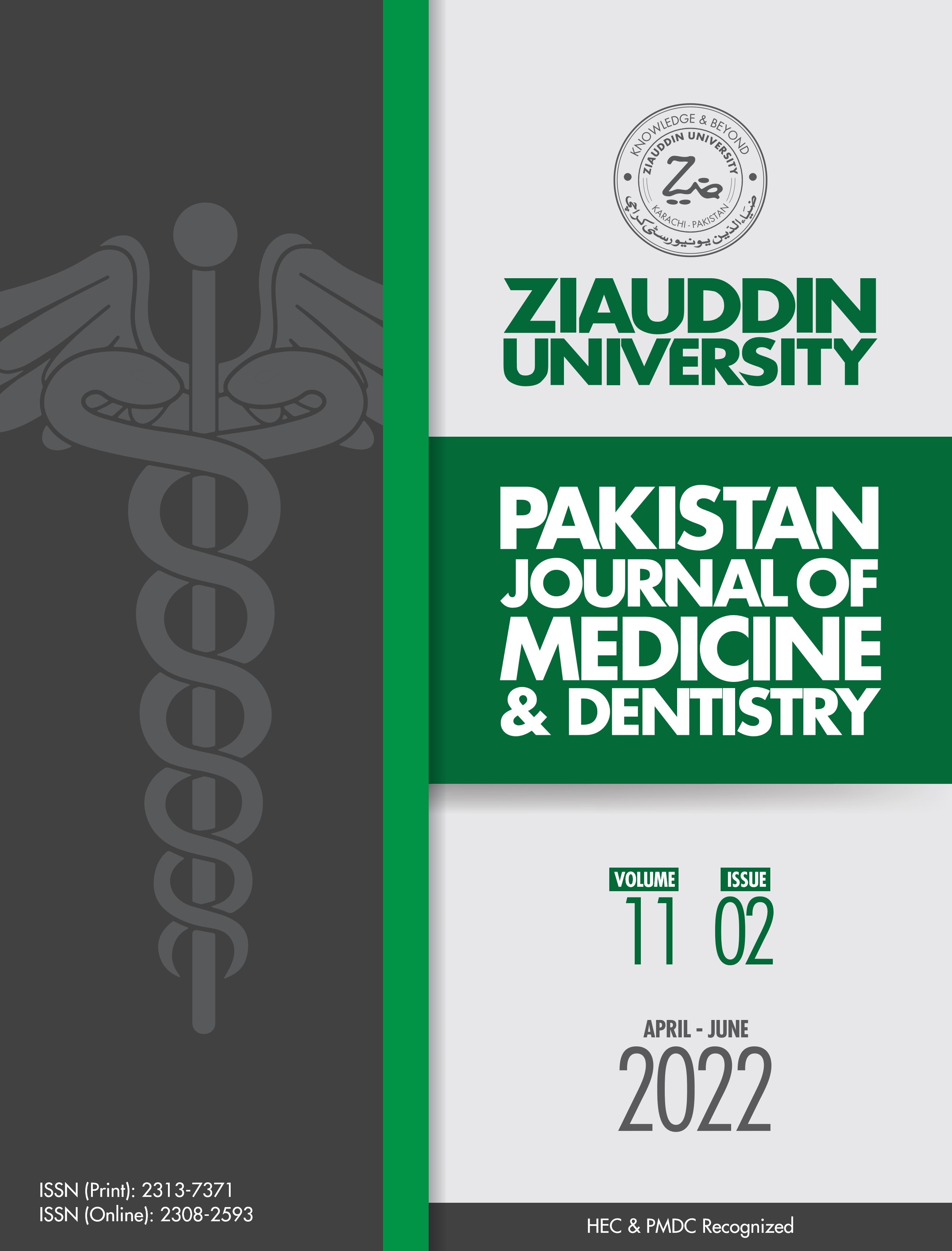 					View Vol. 11 No. 2 (2022): Vol. 11 No. 2(2022): Pakistan Journal of Medicine and Dentistry, 11-2, April - June 2022
				
