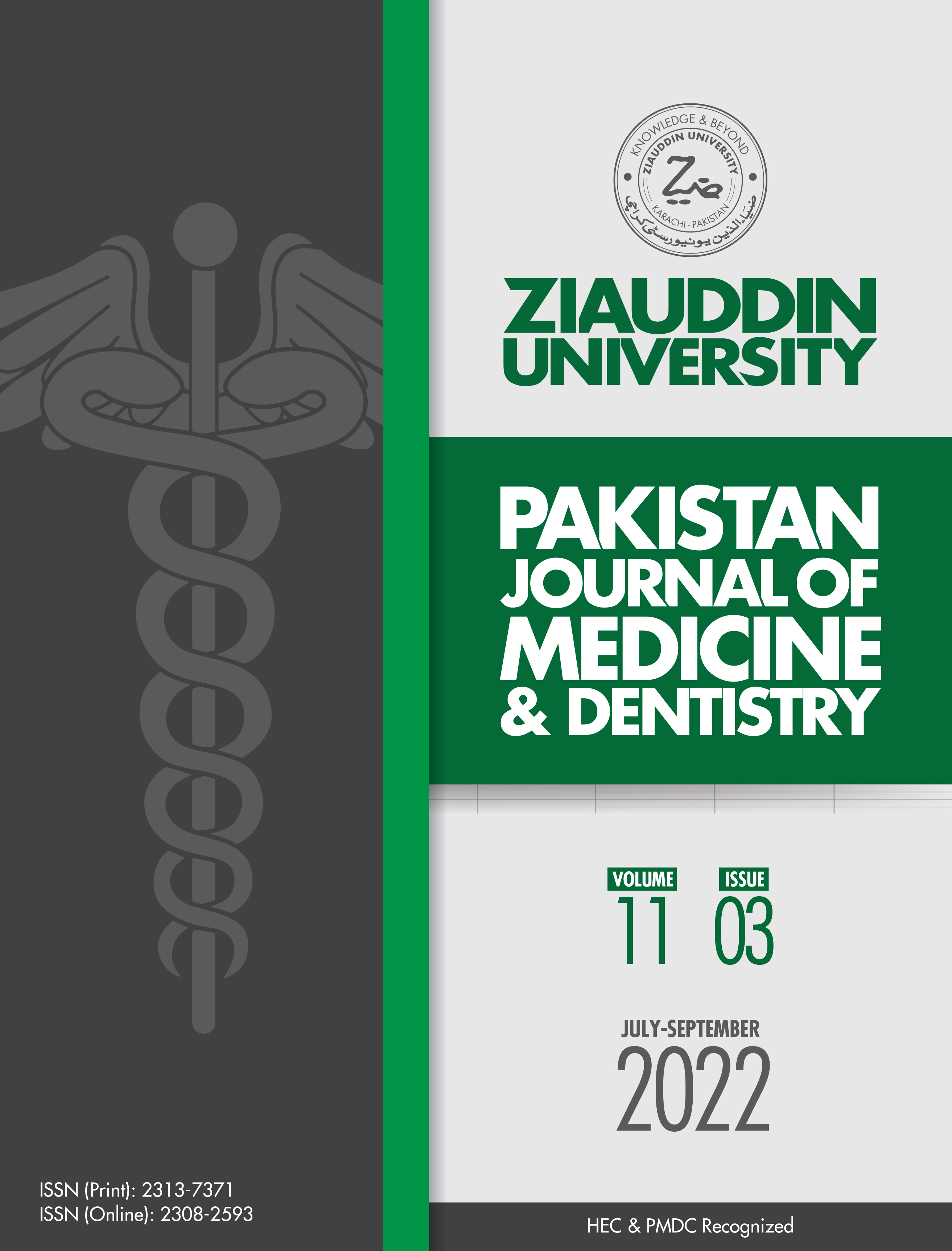 					View Vol. 11 No. 3 (2022): Vol. 11 No. 3 (2022): Pakistan Journal of Medicine and Dentistry
				