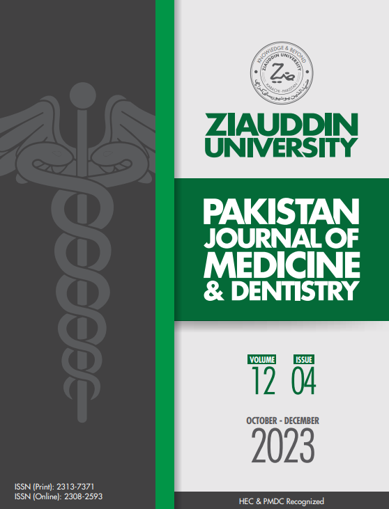 					View Vol. 12 No. 4 (2023): Pakistan Journal of Medicine and Dentistry. October- December
				