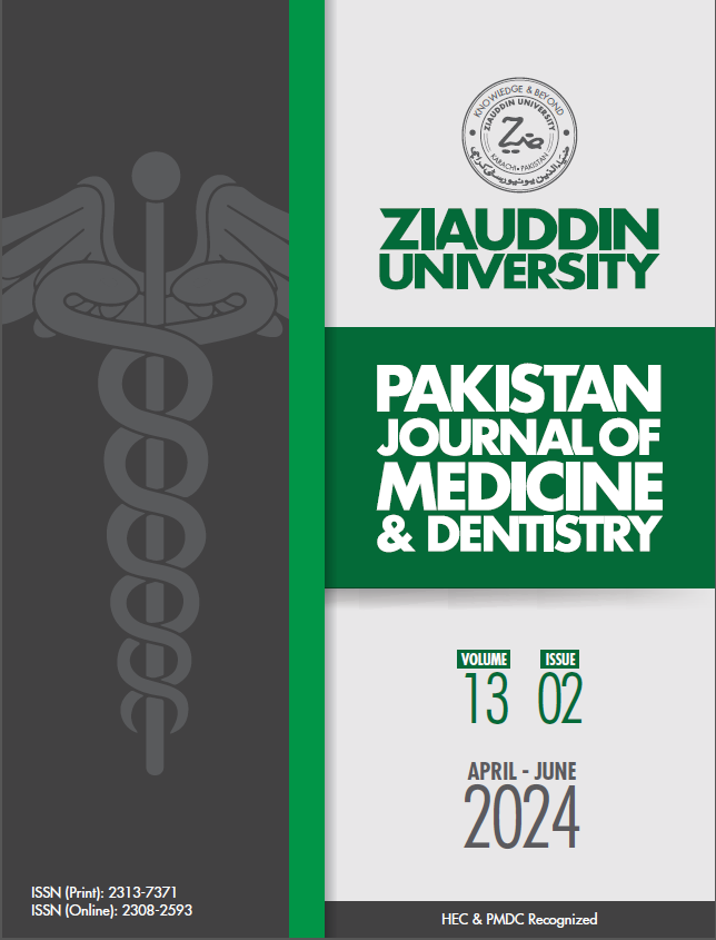 					View Vol. 13 No. 2 (2024): Pakistan Journal of Medicine and Dentistry. April - June
				