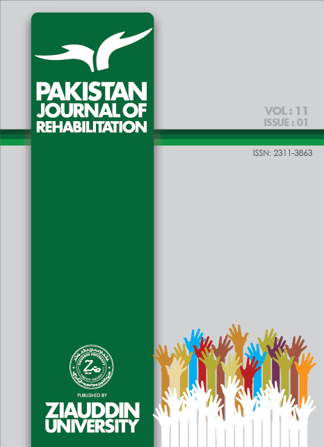 					View Vol. 11 No. 1 (2022):  Pakistan Journal of Rehabilitation
				